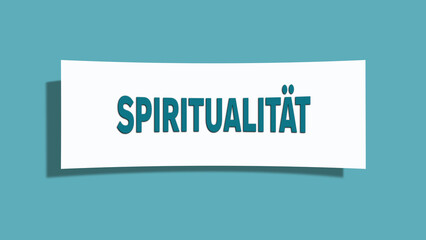 Spiritualitaet (Spirituality) - A card isolated on light green background.