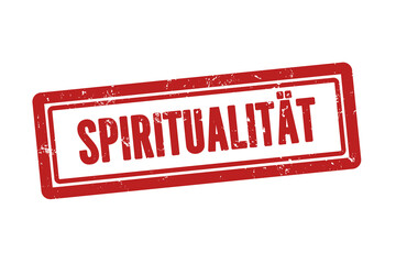 Spiritualitaet (Spirituality) - A red stamp, isolated on white background.