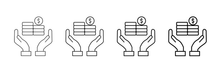 Charity Fund Icons Vector Set In Different Stroke Line Style