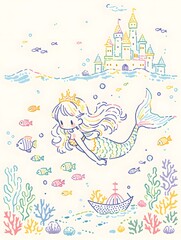 Obraz premium mermaid illustration, generation AI 