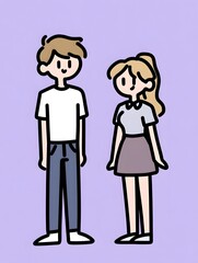 Fototapeta premium cute boy girl couplefull, illustration, generation AI 