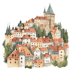 Cesky Krumlov. Cesky Krumlov watercolor vector illustration