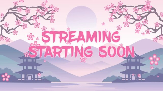 Streaming Starting Soon Screen with Sakura Japanese Scenery