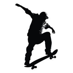 Obraz premium Skateboarder performing trick silhouette