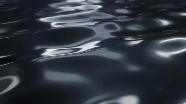smooth wave of reflective chrome liquid rippling endlessly across a dark surface