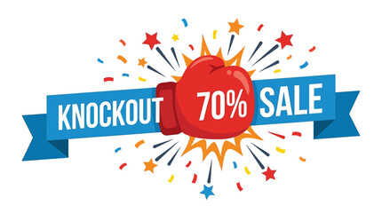 Exciting Knockout 70% Sale Announcement, Graphic Design, Online Shop, Vibrant Colors