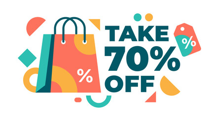 70% Off Shopping Discounts on Colorful Graphics and Designs