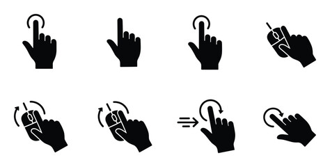 Fototapeta premium Mouse and hand cursor icons set vector for device control interactive touching and pointing
