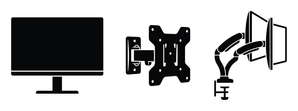 Computer monitor tv display screen with bracket and modern wall mount arm holder technology stand