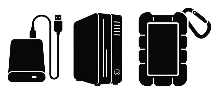 External hard drive storage media for data files backup isolated vector icon