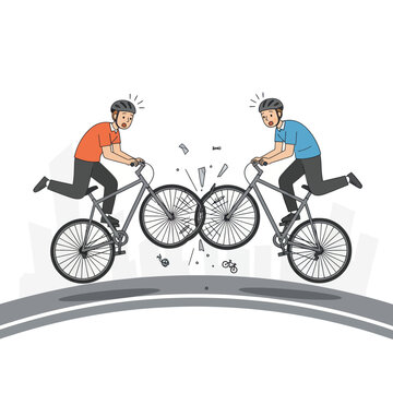Two Cyclists Colliding on Roadway.