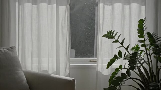 Cozy Interior with Armchair, Plant, and Natural Light