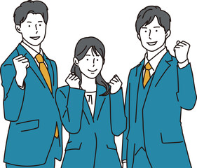 ガッツポーズをする若いチームのビジネスパーソン 