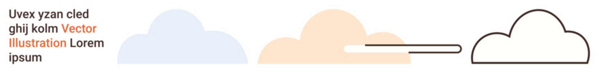 Transformation, creativity, progress, graphic design, abstract concepts, cloud evolution. Series of cloud shapes transitioning from filled to outlined. Transformation and creativity concept visually © robu_s