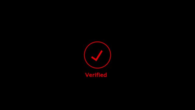 A simple red checkmark symbol enclosed within a thin red circle centered on a completely black background representing a positive confirmation or completion