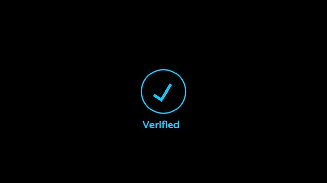 A bright blue checkmark symbol enclosed within a thin blue circle centered on a completely black background indicating a successful action or verification