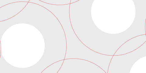 Abstract geometric white background overlapping with layers on a bright space with line effect decoration. Circle style concept graphic design elements for red and white banner, Eps 10, modern.