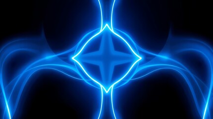 Futuristic Blue Energy Cross on Dark Abstract Background
