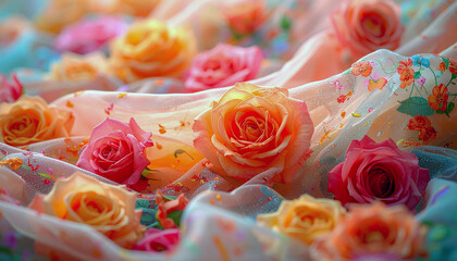 バラの花を並べた背景素材