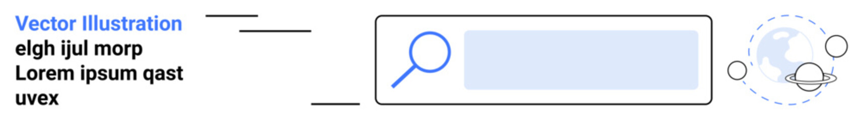 Obraz premium Internet browsing, search engine optimization, digital research, data access, online query, and information retrieval. Search bar with magnifying glass and globe icon. Internet browsing and SEO
