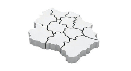 Obraz premium 3D Map of Kosovo Divided into Municipalities