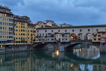 Ponte Vecchio Over the Arno River at Blue Hour, Florence