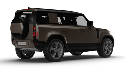 Brown Modern SUV Slight Right Rear View 3D Render on Transparent Background