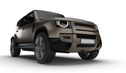 Brown Modern SUV Slight Right Front View 3D Render on Transparent Background