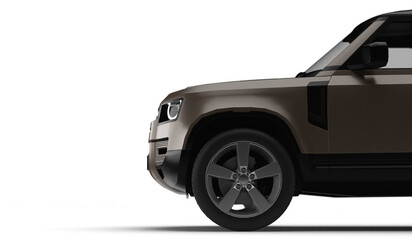 Brown Modern SUV Left Side Half Section Front View 3D Render