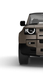 Brown Modern SUV Partial Front Right Section 3D Render on Transparent Background