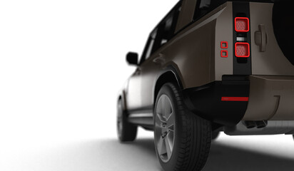 Brown Modern SUV Slight Left Rear View 3D Render on Transparent Background