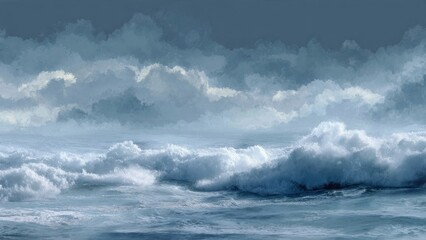 Obraz premium Celestial Embrace: A breathtaking view of the sky, with layers of fluffy, ethereal clouds. the image captures the endless expanse of the heavens