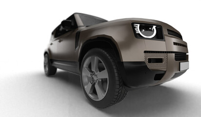 Brown Modern SUV Slight Right Front View 3D Render on Transparent Background