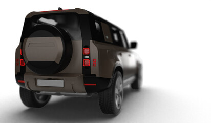 Brown Modern SUV Slight Right Rear View 3D Render on Transparent Background