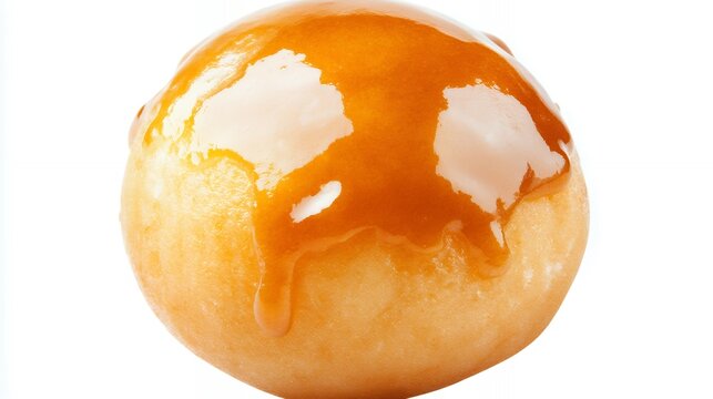 A single Filipino kutsinta with dripping caramel glaze