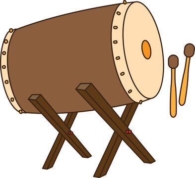 Beduk or islamic drum icon symbolizing Ramadan, Eid al-Fitr, and Eid al Adha, perfect for Islamic culture and festival design assets
