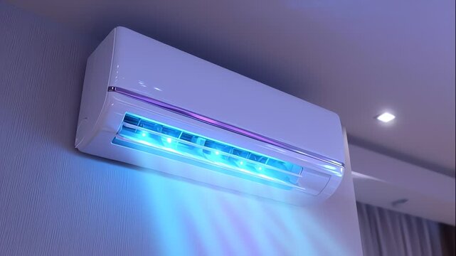 Modern Air Conditioner Cooling Room With Blue Light Technology