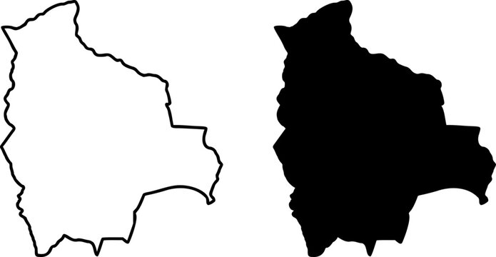 Bolivia country border map outline and silhouette vector graphic isolated image decal