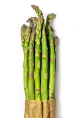 Fresh Green Asparagus Bundle on White