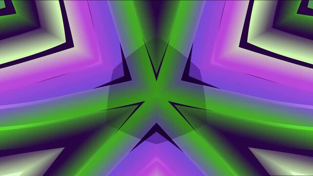 Vibrant Kaleidoscopic Motion Graphics - Purple and Green Abstract Loop