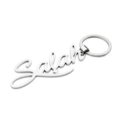 Silver Keychain with Name Salah in Cursive Writing metal keyring