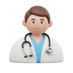 3 D of a Smiling Male Doctor with Stethoscope