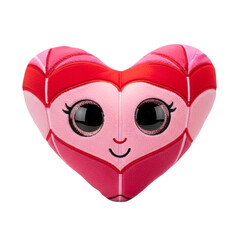 Cute Pink Heart Shaped Plush Toy with Big Eyes and Smile