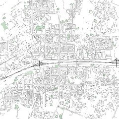 Obraz premium Abstract City Map Outline. Minimalist Urban Plan Vector Illustration showing Blocks, Roads, Infrastructure, and Green Spaces.