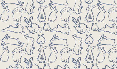 Rabbit seamless repeating pattern vector for packaging, wallpaper, decorative background, textile, fabric, and surface design - Vector pattern pack