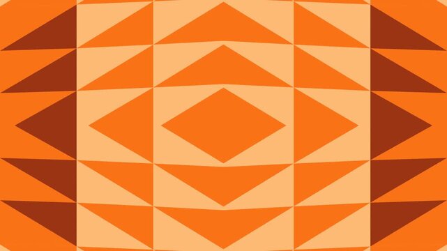 Hypnotic Geometric Pattern in Shades of Orange, Featuring a Kaleidoscope Effect with Repeating Triangles and Diamonds, Evoking a Sense of Motion