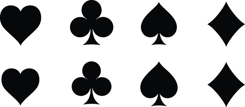 Collection of Four Playing Card Suits - Hearts, Clubs, Spades, and Diamonds