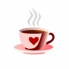 Fototapeta premium Coffee Cup in Flat Style for Cozy Romantic Moment