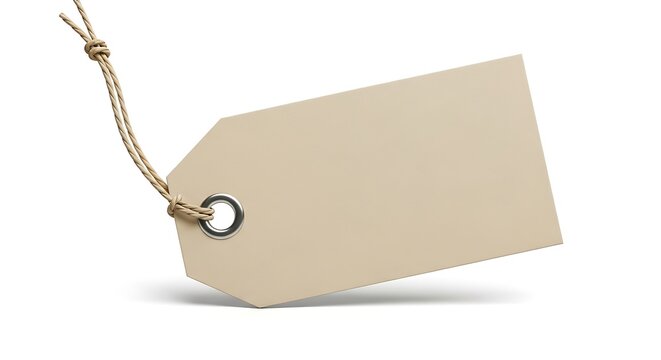 Blank Tag with String on White Background.