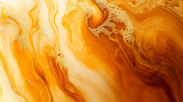 Thick orange maafe stew with swirling patterns